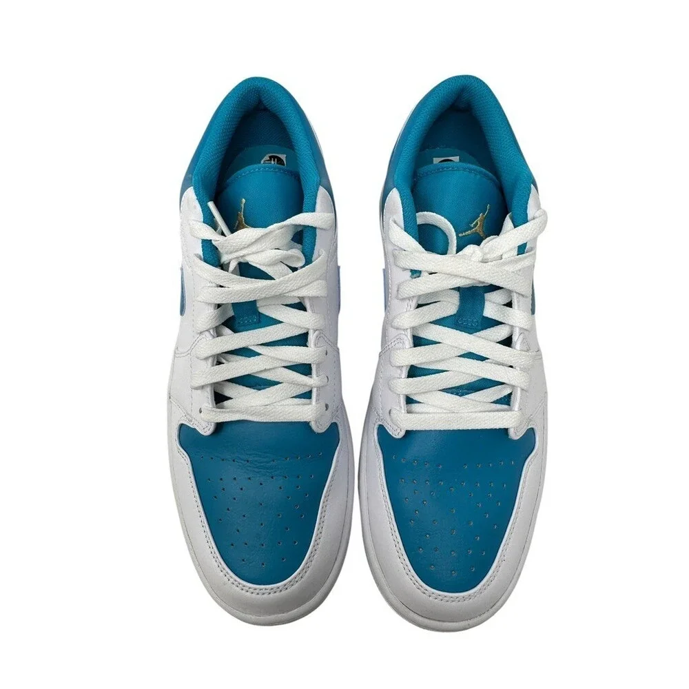 Nike Air Jordan 1 Low Aquatone 553558-174 White Blue Gold Men's Size 11 sneaker